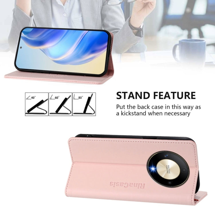 For Honor X9b / Magic6 Lite 5G Global RC01 Dual-Folded Magnetic Suction RFID Leather Phone Case