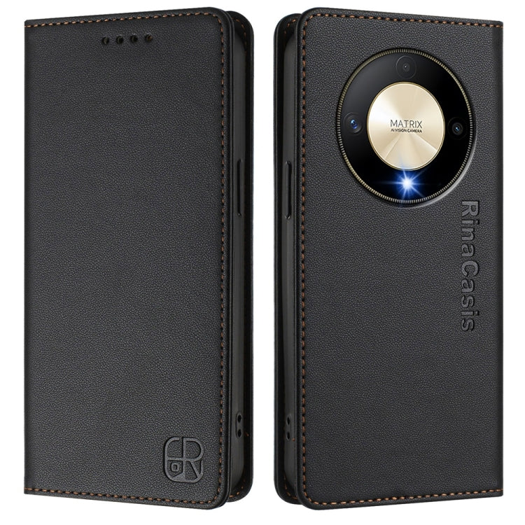 For Honor X9b / Magic6 Lite 5G Global RC01 Dual-Folded Magnetic Suction RFID Leather Phone Case