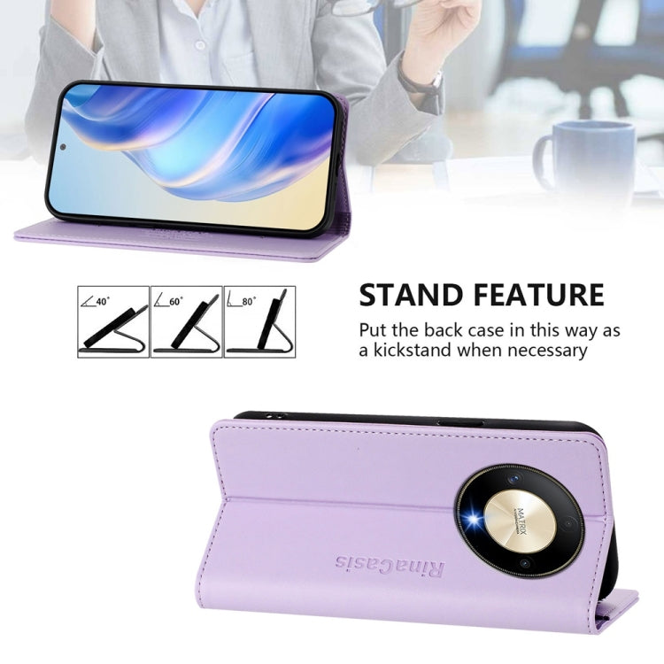 For Honor X9b / Magic6 Lite 5G Global RC01 Dual-Folded Magnetic Suction RFID Leather Phone Case