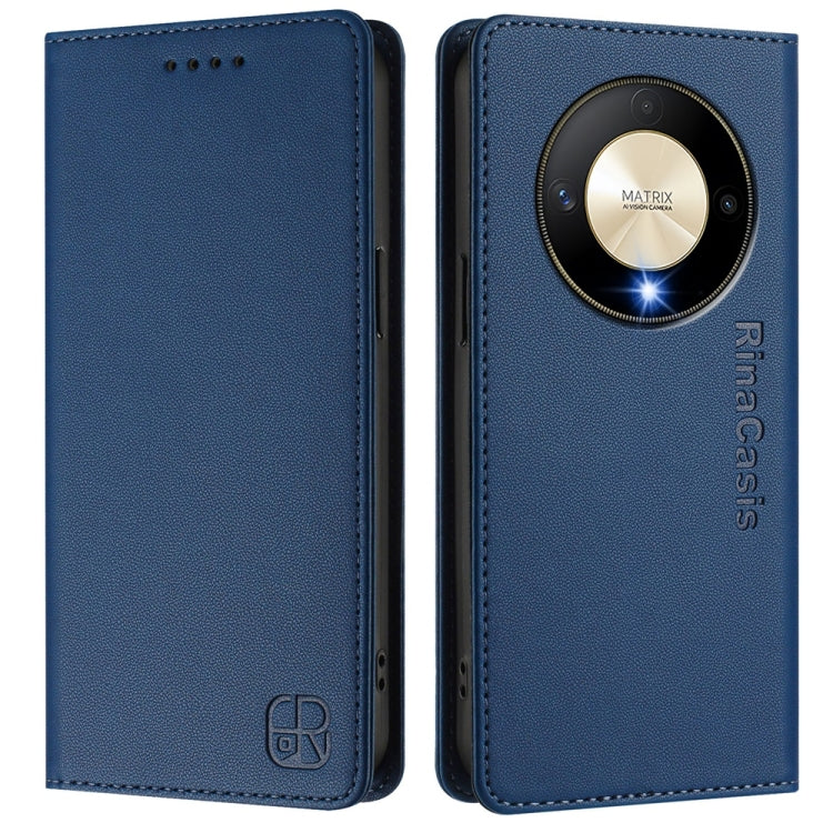 For Honor X9b / Magic6 Lite 5G Global RC01 Dual-Folded Magnetic Suction RFID Leather Phone Case