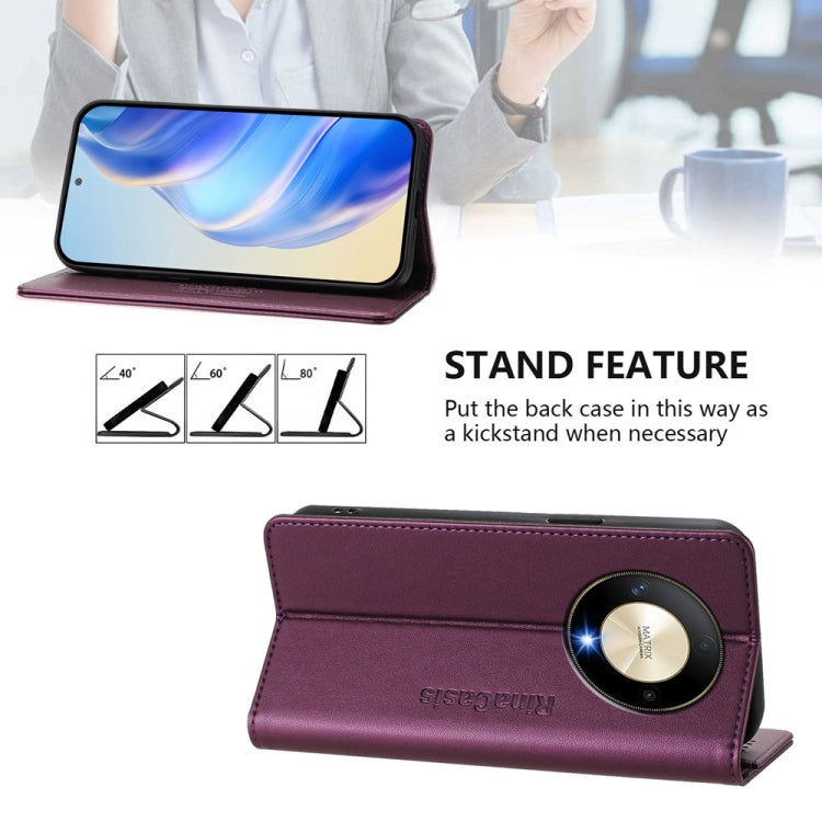 For Honor X9b / Magic6 Lite 5G Global RC01 Dual-Folded Magnetic Suction RFID Leather Phone Case