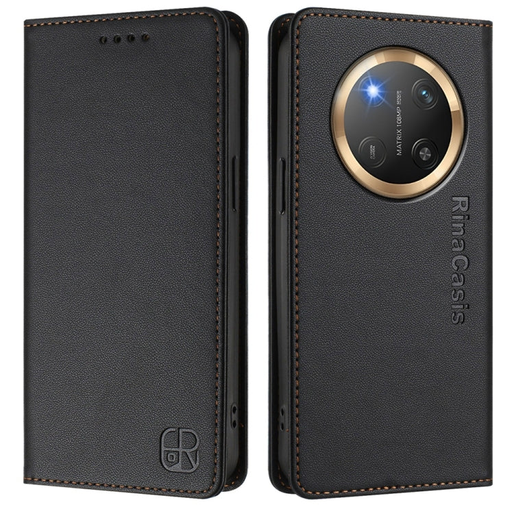 For Honor X9c Global RC01 Dual-Folded Magnetic Suction RFID Leather Phone Case