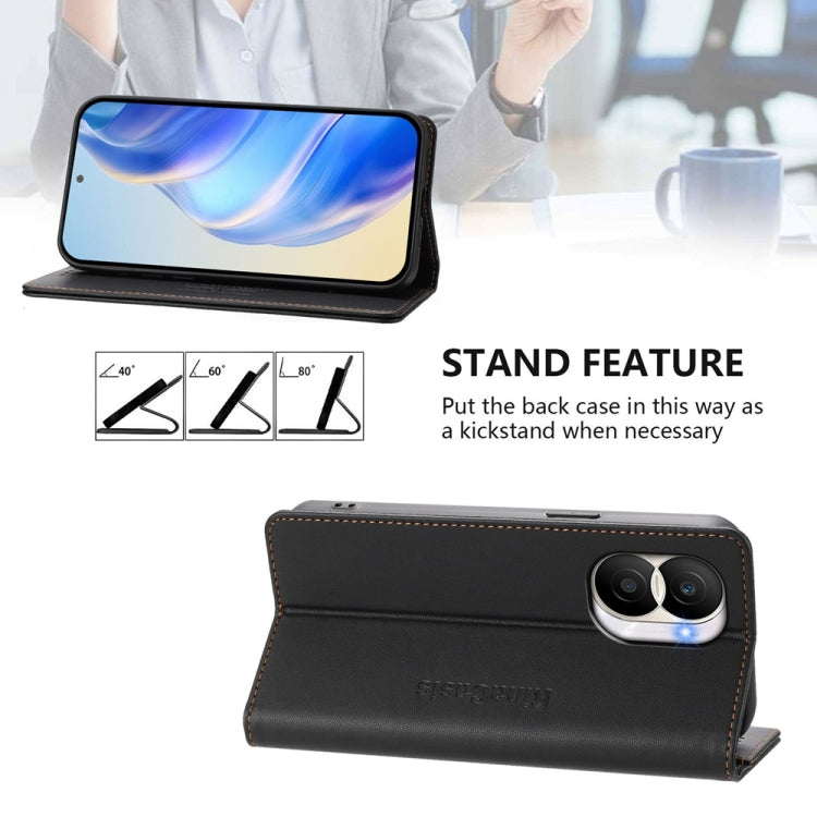 For Honor X40i RC01 Dual-Folded Magnetic Suction RFID Leather Phone Case