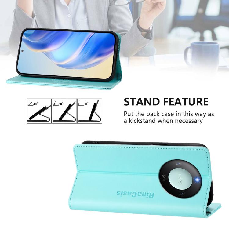 For Honor X60 / X9c Smart RC01 Dual-Folded Magnetic Suction RFID Leather Phone Case