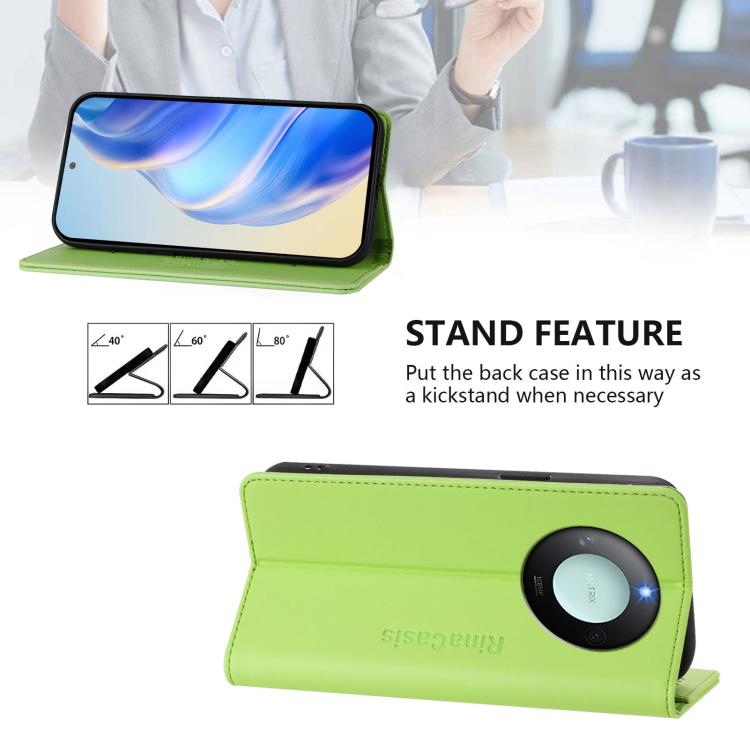 For Honor X60 / X9c Smart RC01 Dual-Folded Magnetic Suction RFID Leather Phone Case