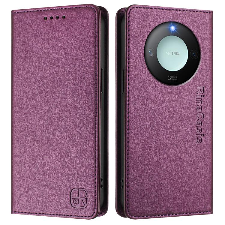 For Honor X60 / X9c Smart RC01 Dual-Folded Magnetic Suction RFID Leather Phone Case