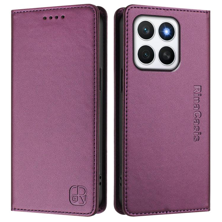 For Honor X8c 4G RC01 Dual-Folded Magnetic Suction RFID Leather Phone Case