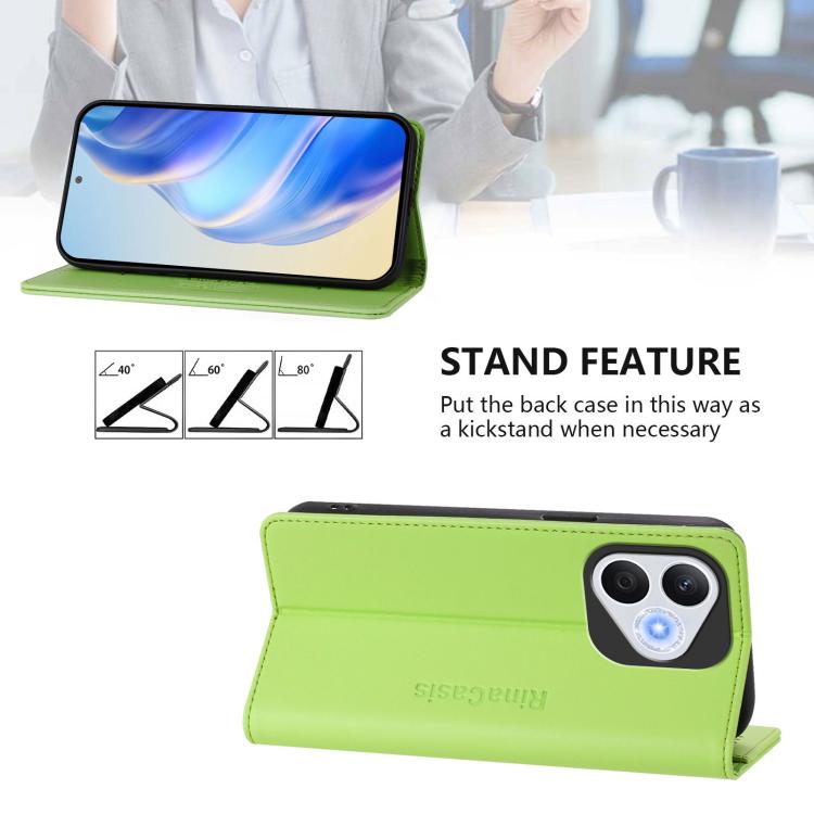 For Honor 400 Lite Global RC01 Dual-Folded Magnetic Suction RFID Leather Phone Case