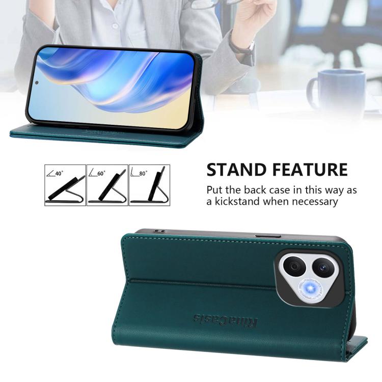 For Honor 400 Lite Global RC01 Dual-Folded Magnetic Suction RFID Leather Phone Case