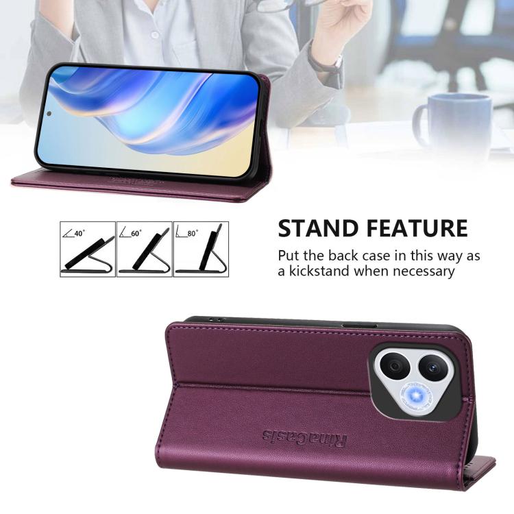 For Honor 400 Lite Global RC01 Dual-Folded Magnetic Suction RFID Leather Phone Case