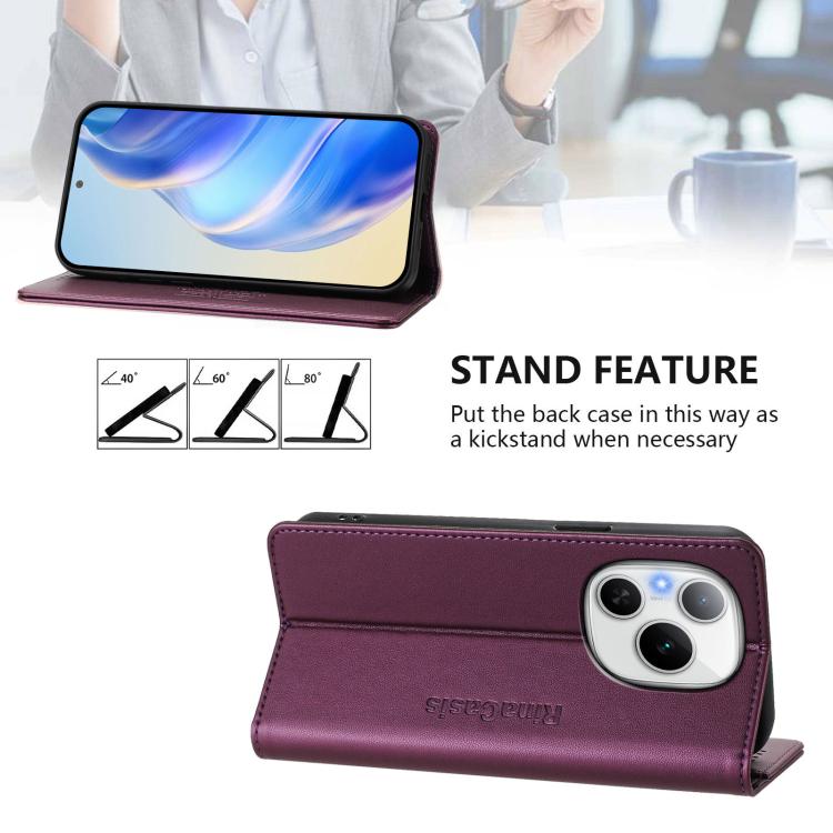 For Honor Power RC01 Dual-Folded Magnetic Suction RFID Leather Phone Case