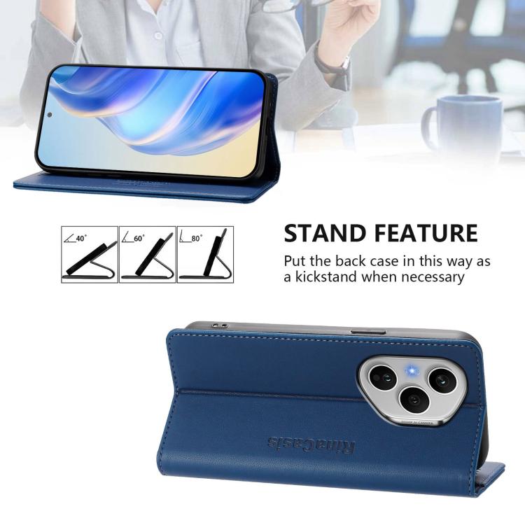 For Honor 400 Pro Global 160.8mm RC01 Dual-Folded Magnetic Suction RFID Leather Phone Case