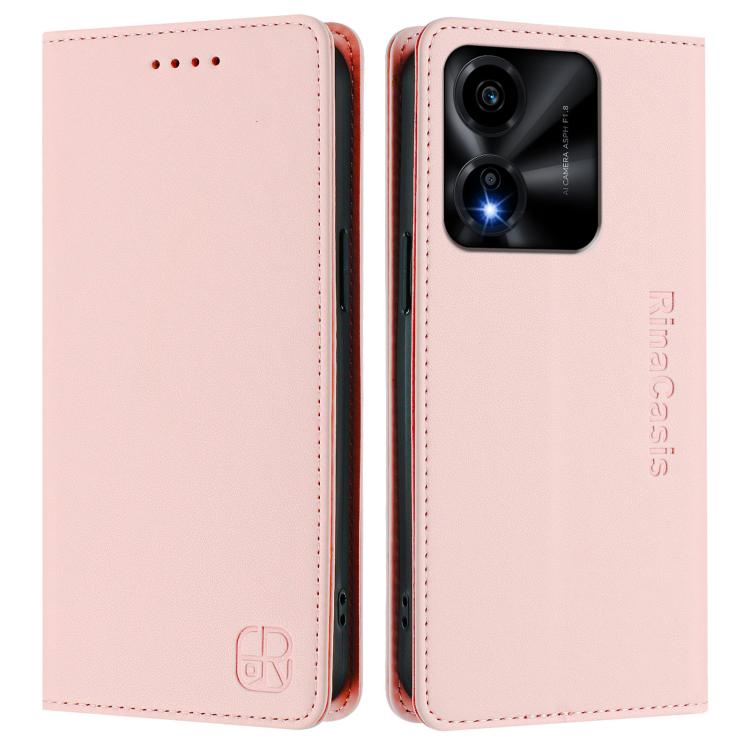 For Honor X5c Plus RC01 Dual-Folded Magnetic Suction RFID Leather Phone Case