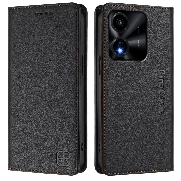 For Honor X5c Plus RC01 Dual-Folded Magnetic Suction RFID Leather Phone Case