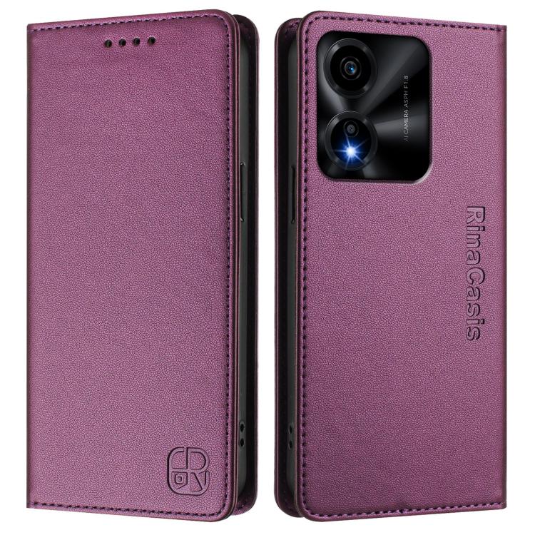 For Honor X5c Plus RC01 Dual-Folded Magnetic Suction RFID Leather Phone Case