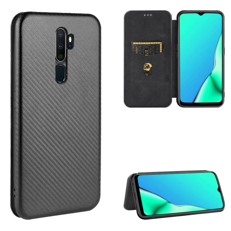 For OPPO A9 (2020) / A11 / A11X / A5 (2020) Carbon Fiber Texture Horizontal Flip TPU + PC + PU Leather Case with Card Slot
