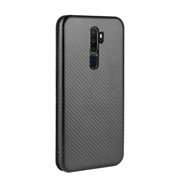 For OPPO A9 (2020) / A11 / A11X / A5 (2020) Carbon Fiber Texture Horizontal Flip TPU + PC + PU Leather Case with Card Slot