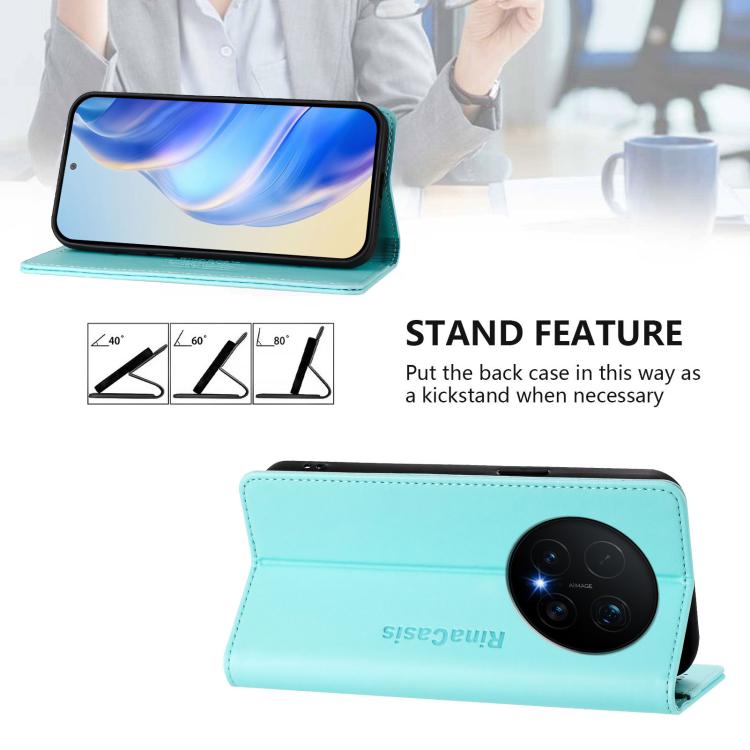 For Honor Magic8 Pro RC01 Dual-Folded Magnetic Suction RFID Leather Phone Case