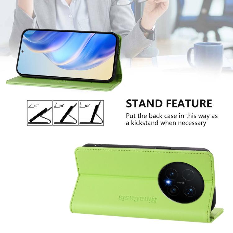 For Honor Magic8 Pro RC01 Dual-Folded Magnetic Suction RFID Leather Phone Case