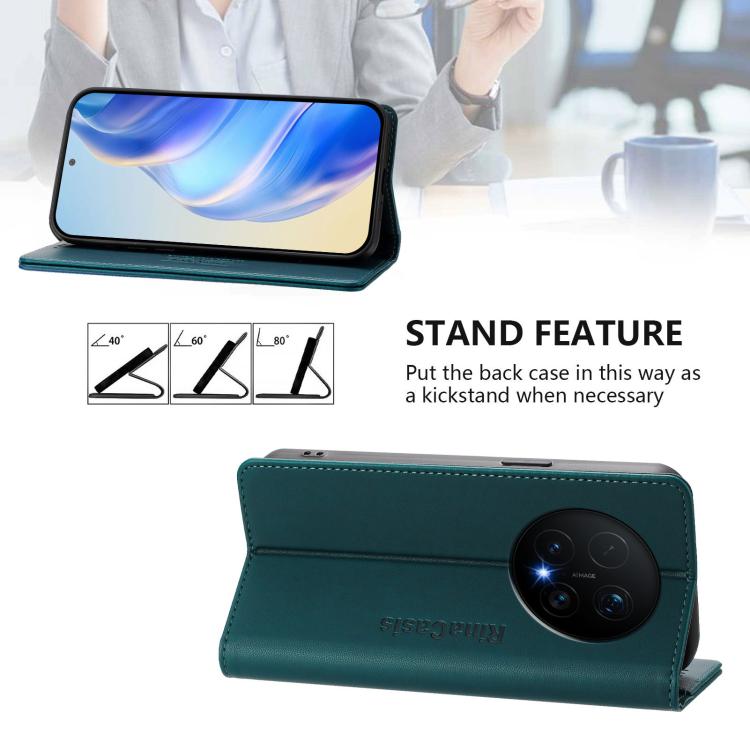 For Honor Magic8 Pro RC01 Dual-Folded Magnetic Suction RFID Leather Phone Case