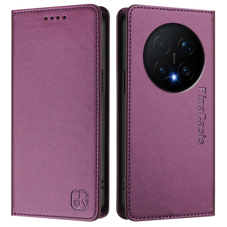 For Honor Magic8 Pro RC01 Dual-Folded Magnetic Suction RFID Leather Phone Case