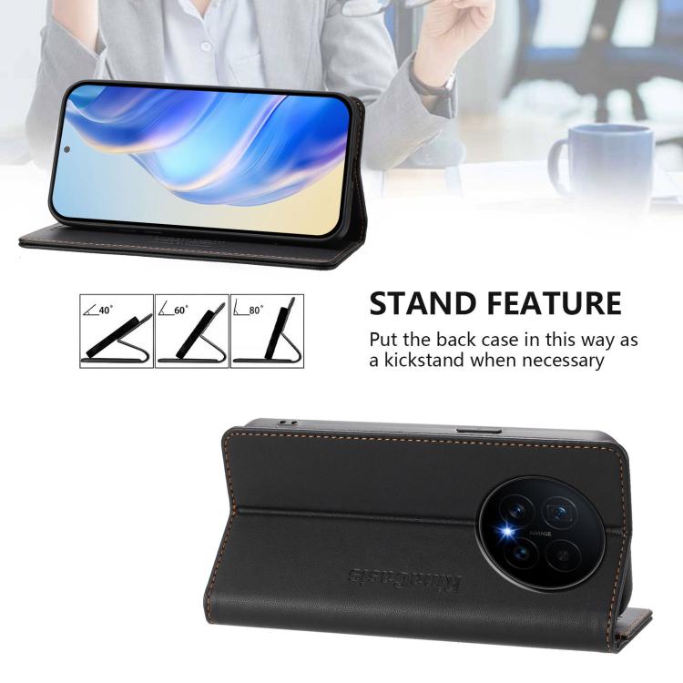 For Honor Magic8 RC01 Dual-Folded Magnetic Suction RFID Leather Phone Case