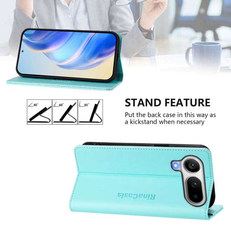 For Honor Magic8 Pro Air 5G RC01 Dual-Folded Magnetic Suction RFID Leather Phone Case