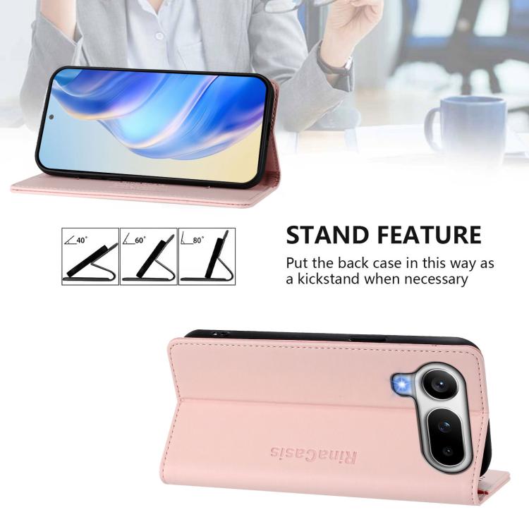 For Honor Magic8 Pro Air 5G RC01 Dual-Folded Magnetic Suction RFID Leather Phone Case