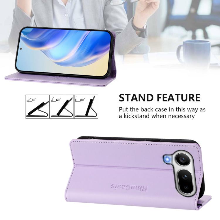 For Honor Magic8 Pro Air 5G RC01 Dual-Folded Magnetic Suction RFID Leather Phone Case
