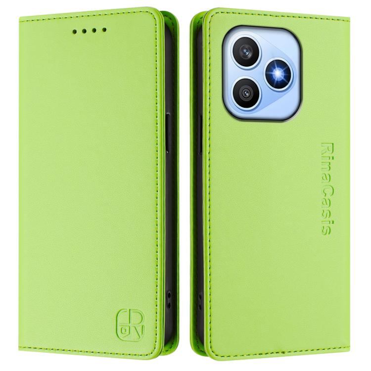 For Honor X8d 4G RC01 Dual-Folded Magnetic Suction RFID Leather Phone Case