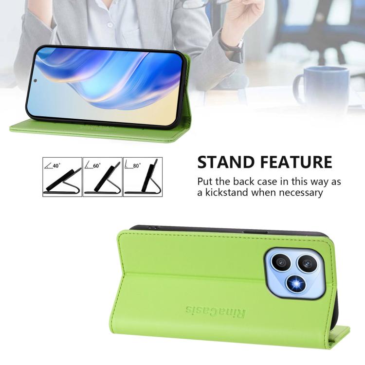 For Honor X8d 4G RC01 Dual-Folded Magnetic Suction RFID Leather Phone Case