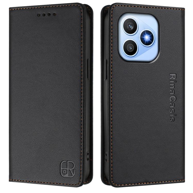 For Honor X8d 4G RC01 Dual-Folded Magnetic Suction RFID Leather Phone Case