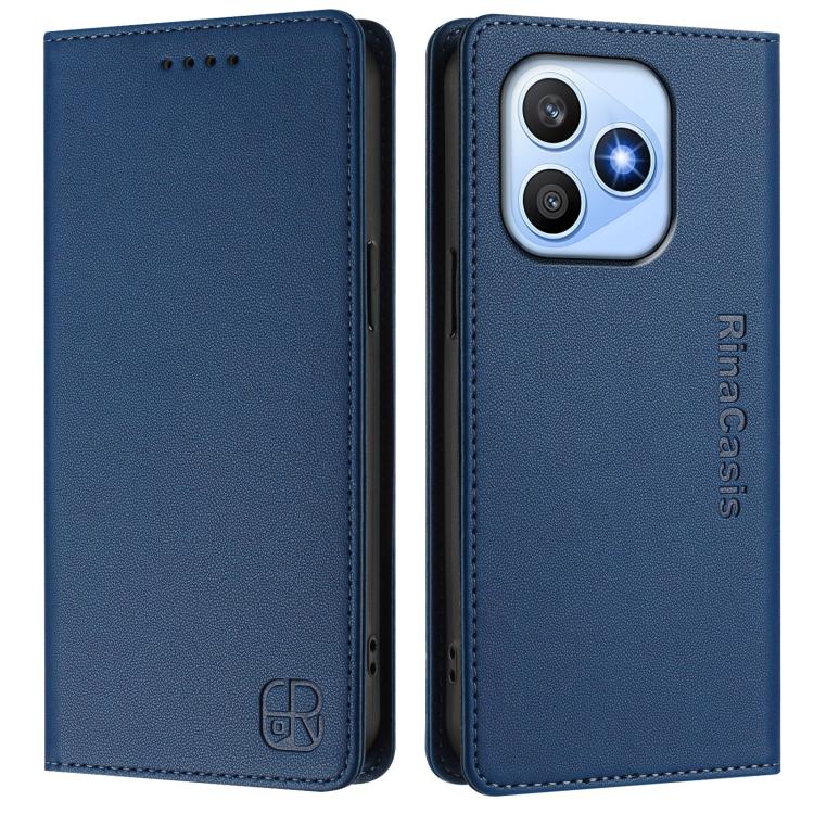 For Honor X8d 4G RC01 Dual-Folded Magnetic Suction RFID Leather Phone Case