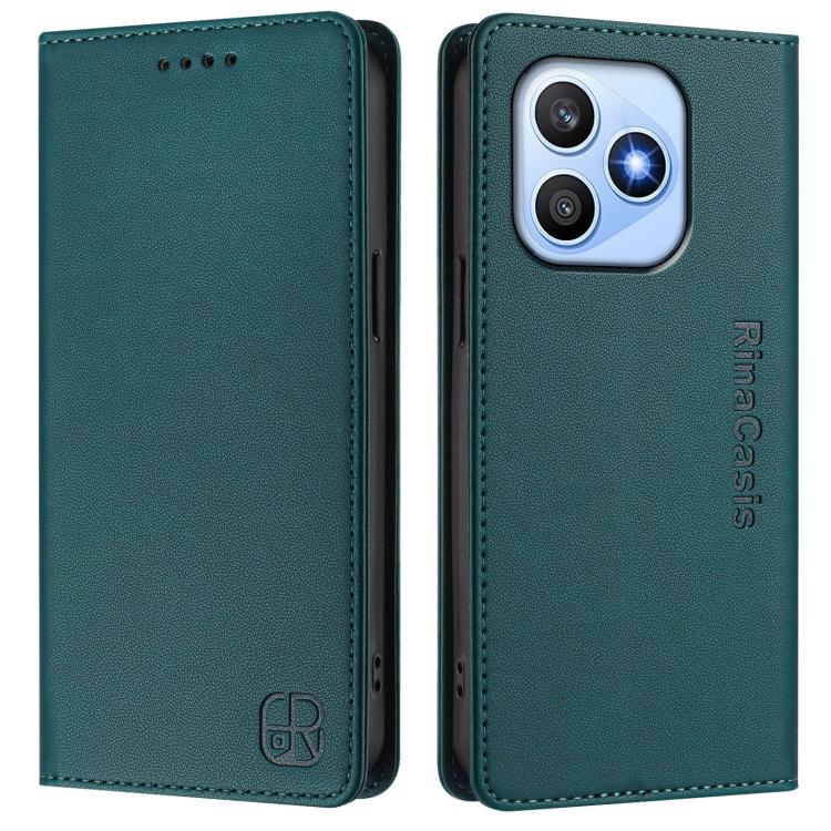 For Honor X8d 4G RC01 Dual-Folded Magnetic Suction RFID Leather Phone Case