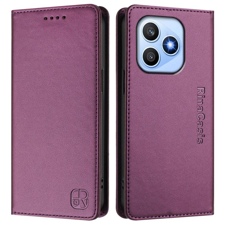 For Honor X8d 4G RC01 Dual-Folded Magnetic Suction RFID Leather Phone Case