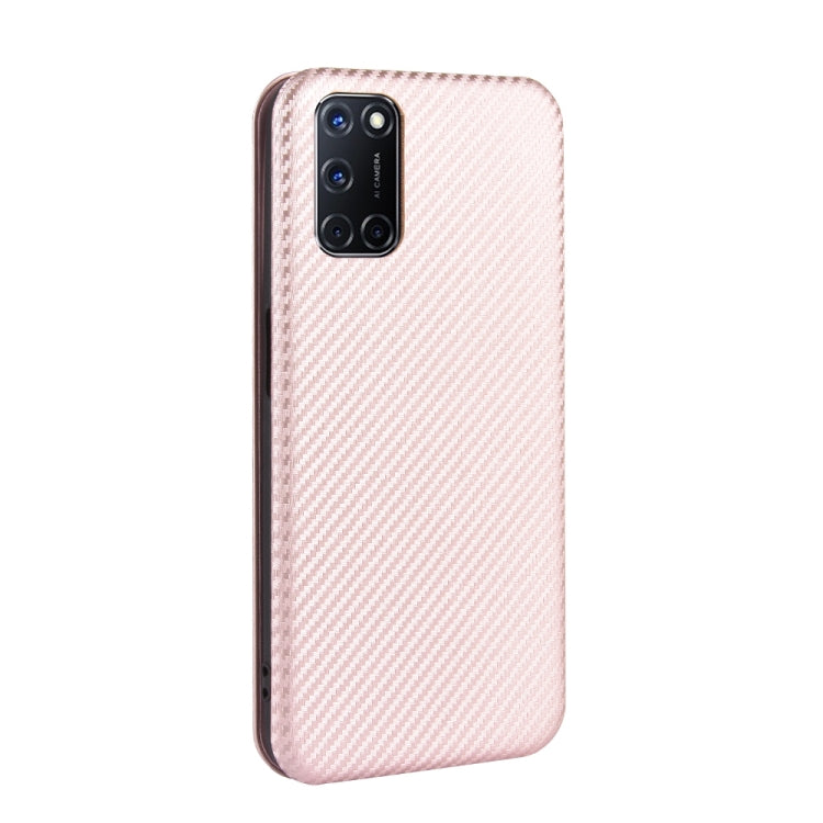 For OPPO A52 / A72 / A92 Carbon Fiber Texture Horizontal Flip TPU + PC + PU Leather Case with Card Slot