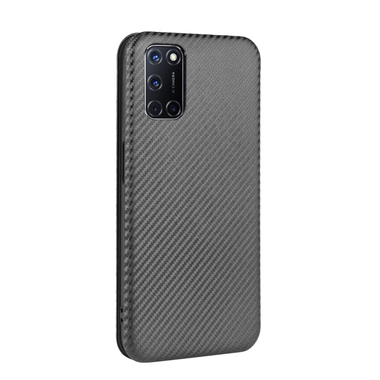 For OPPO A52 / A72 / A92 Carbon Fiber Texture Horizontal Flip TPU + PC + PU Leather Case with Card Slot