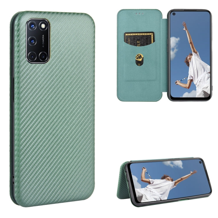 For OPPO A52 / A72 / A92 Carbon Fiber Texture Horizontal Flip TPU + PC + PU Leather Case with Card Slot