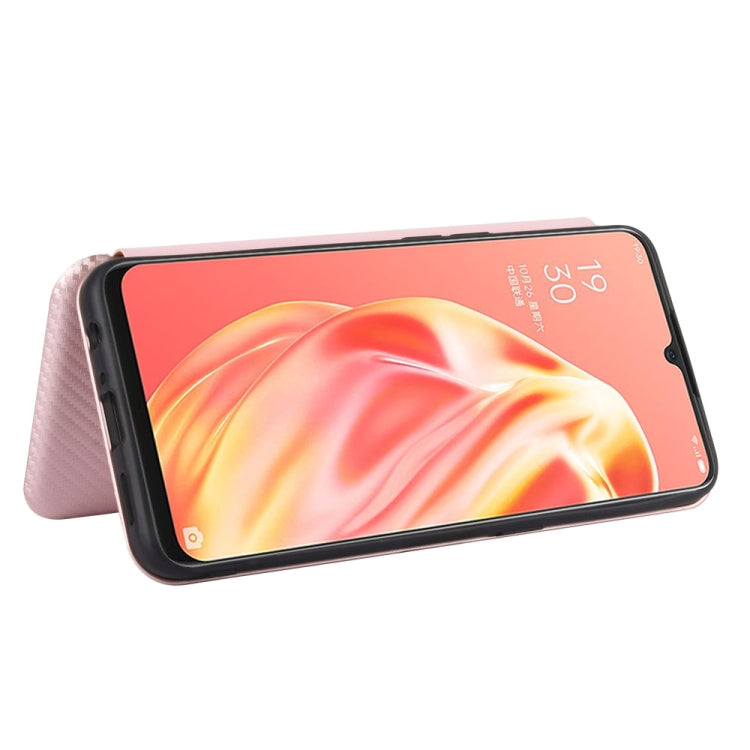 For OPPO A91 / F15 Reno3(Southeast Asia Version) Carbon Fiber Texture Horizontal Flip TPU + PC + PU Leather Case with Card Slot