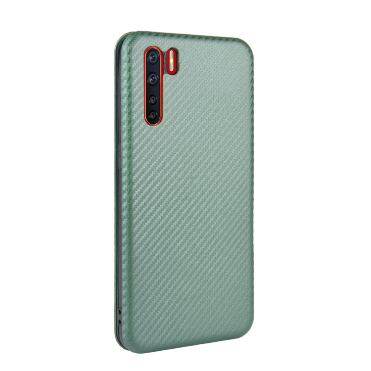 For OPPO A91 / F15 Reno3(Southeast Asia Version) Carbon Fiber Texture Horizontal Flip TPU + PC + PU Leather Case with Card Slot