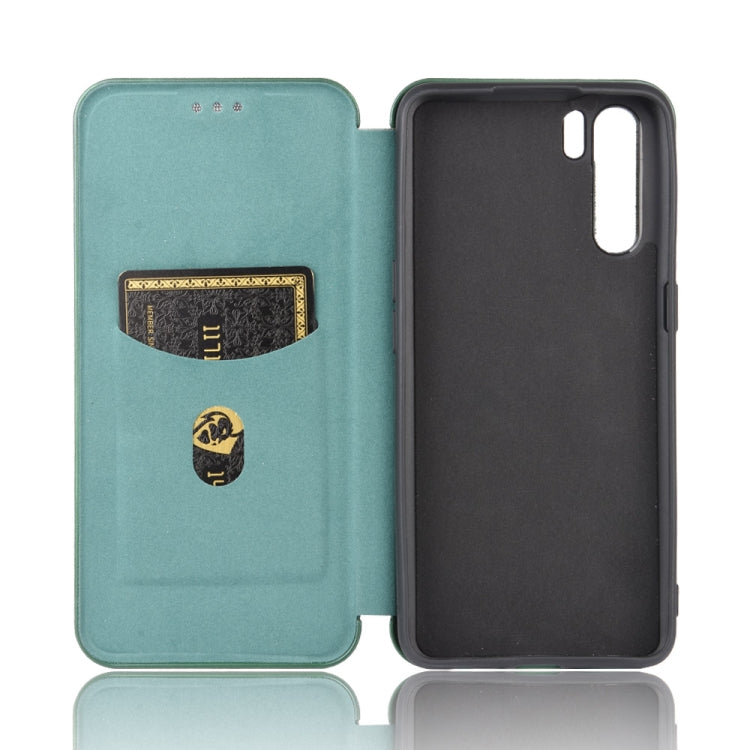 For OPPO A91 / F15 Reno3(Southeast Asia Version) Carbon Fiber Texture Horizontal Flip TPU + PC + PU Leather Case with Card Slot