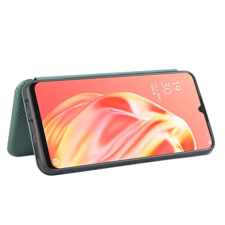 For OPPO A91 / F15 Reno3(Southeast Asia Version) Carbon Fiber Texture Horizontal Flip TPU + PC + PU Leather Case with Card Slot
