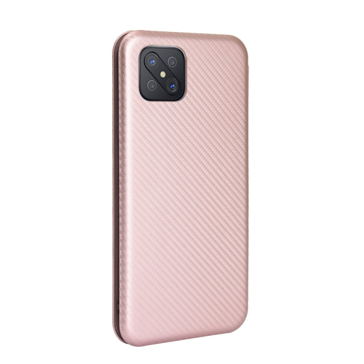 For OPPO A92s Carbon Fiber Texture Horizontal Flip TPU + PC + PU Leather Case with Card Slot