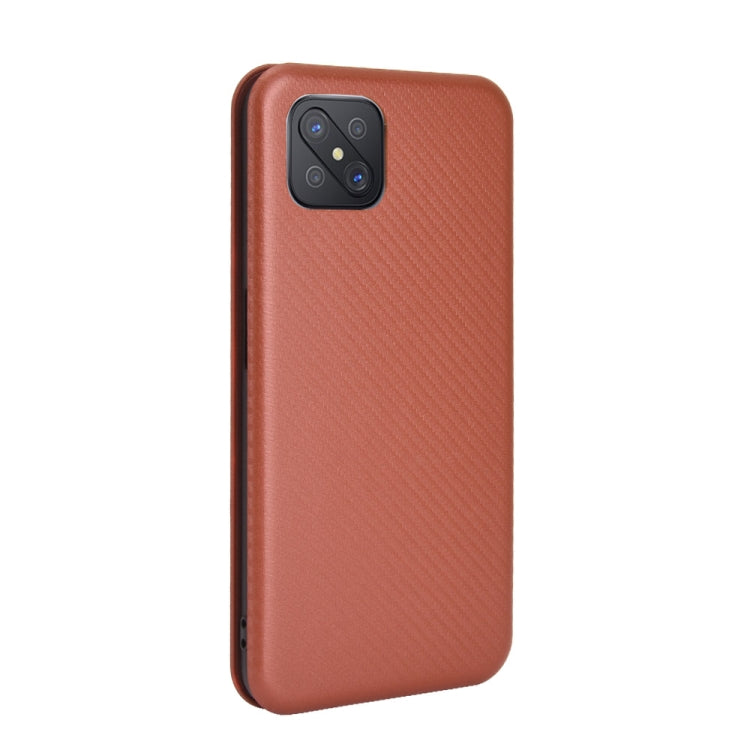 For OPPO A92s Carbon Fiber Texture Horizontal Flip TPU + PC + PU Leather Case with Card Slot