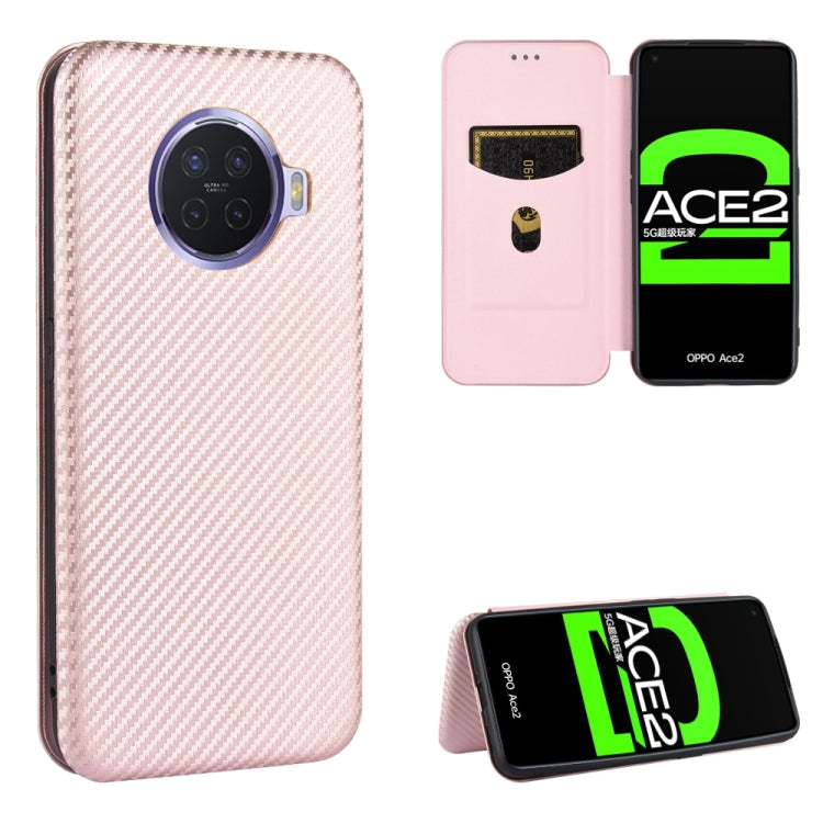 For OPPO Ace2 Carbon Fiber Texture Horizontal Flip TPU + PC + PU Leather Case with Card Slot
