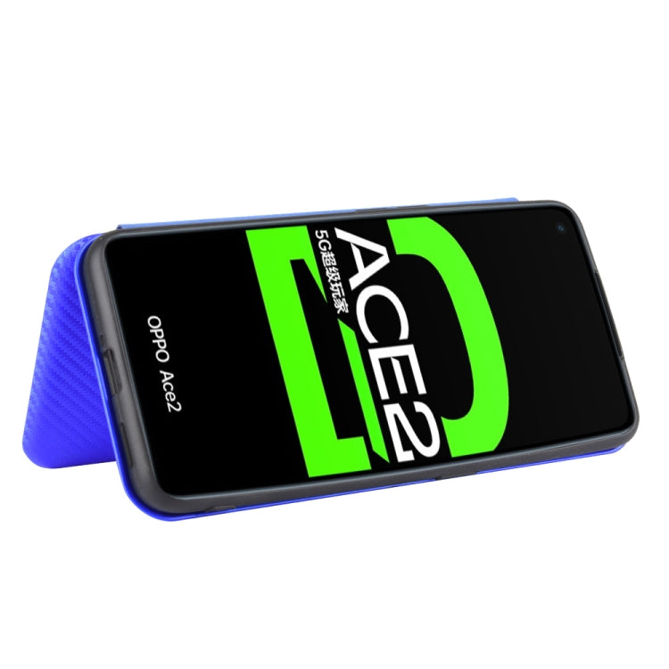 For OPPO Ace2 Carbon Fiber Texture Horizontal Flip TPU + PC + PU Leather Case with Card Slot