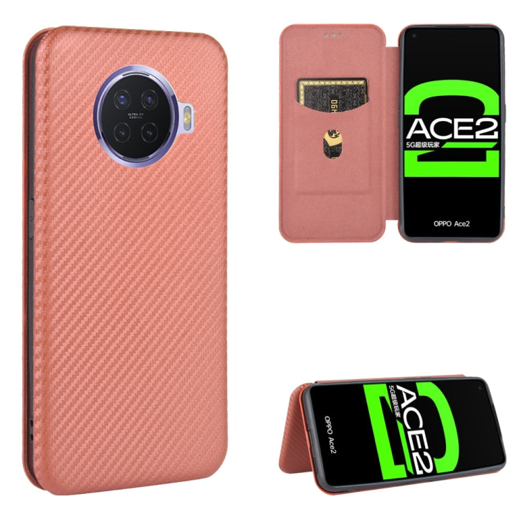 For OPPO Ace2 Carbon Fiber Texture Horizontal Flip TPU + PC + PU Leather Case with Card Slot