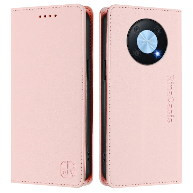 For Huawei Enjoy 50 Pro / nova Y90 RC01 Dual-Folded Magnetic Suction RFID Leather Phone Case