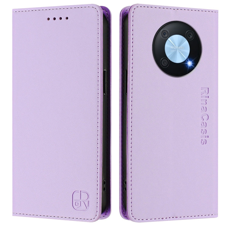 For Huawei Enjoy 50 Pro / nova Y90 RC01 Dual-Folded Magnetic Suction RFID Leather Phone Case