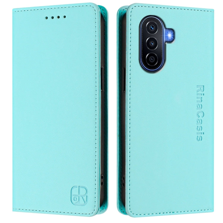 For Huawei Enjoy 50 / nova Y70 Plus RC01 Dual-Folded Magnetic Suction RFID Leather Phone Case
